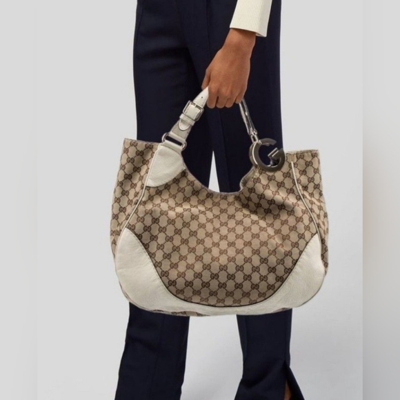 Authentic Gucci GG Canvas Charlotte Hobo Bag Beige/Cream - Picture 1 of 11
